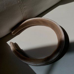 Velvet Puffy Padded Old Money Headband- Beige